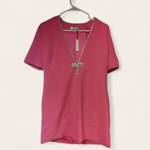 Rumored Pink Short Sleeve Midi Dress